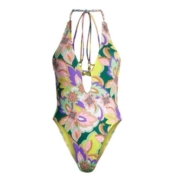 RAMY BROOK Kailey Floral One Piece Swimsuit in Lemon Multi NWT Size Small - Picture 1 of 12